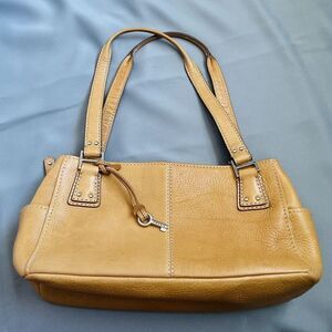 Fossil Blackburn Handbag Tan Pebbled Leather Satchel Shoulder Bag Purse